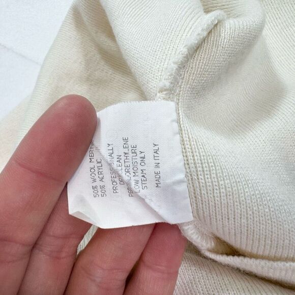 GISPA Dress Womens Medium Cream Knit Wool Crewneck Classic Neutral Minimalist - Picture 10 of 13